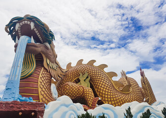 Building and statue, dragon large