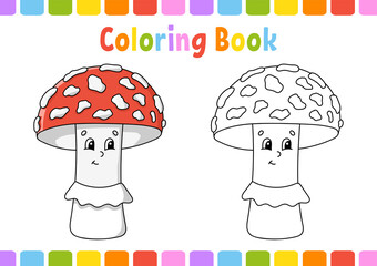 Coloring book for kids. Autumn theme. Cartoon character. Vector illustration. Fantasy page for children. Black contour silhouette. Isolated on white background.