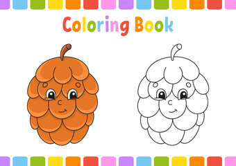 Coloring book for kids. Autumn theme. Cartoon character. Vector illustration. Fantasy page for children. Black contour silhouette. Isolated on white background.