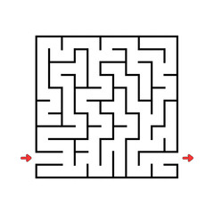 Square maze. Game for kids. Puzzle for children. Labyrinth conundrum. Vector illustration. Find the right path.