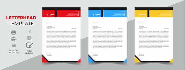 Letterhead template with various colors Premium Vector	