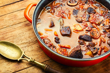 Ragout with beef and mushrooms