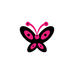 black and pink color butterfly icon logo