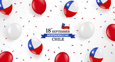 Vector Illustration of  Chile Independence Day.  Background with balloons and confetti.

