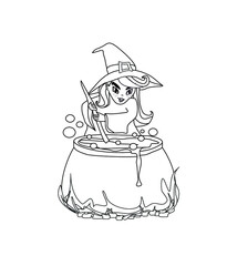 Halloween witch preparing potion