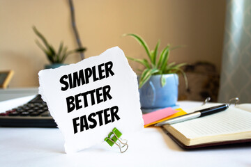 Text simpler better faster on the short note texture background