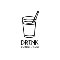 juice smoothies in glass doodle sketch hand drawn icon logo illustration