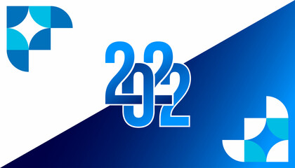Happy new year 2022. Banner template with bauhaus pattern design