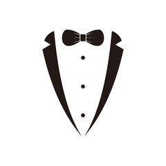 Gentleman icon. Bow tie and tuxedo sign