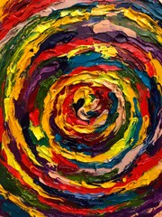 picture of multicolored abstract circles with oil paints