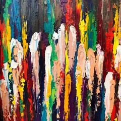 background of multicolored abstract lines with oil paints