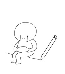 Line art,doodle of fat people cry . Isolate on white background for your text, business.