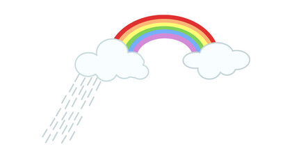Sweet colorful rainbow,clouds and rain isolate on white background.Design for card, background,your text,your business.