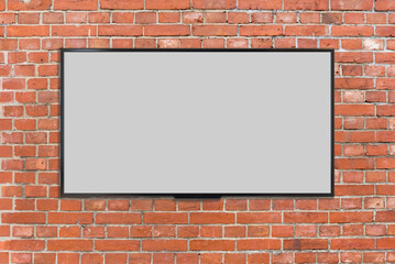 3D illustration Smart TV Mock up hanging on the wall