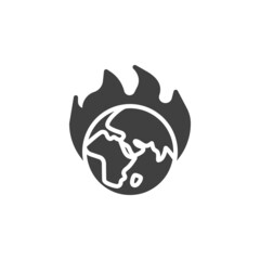 Earth on fire vector icon