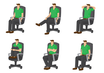 Set of full length man in various sitting positions
