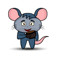 Illustration cartoon character cute mouse with coffee cup . illustration flat style. Suitable for prints design, children book, children t shirt etc. design template vector