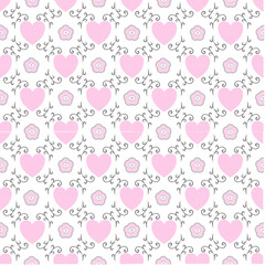 Gingham ,Scott ,line with flowers or heart seamless pattern. Texture from rhombus,squares for dress, paper,clothes,tablecloth.,net, grid.Copy space for your text and your business.