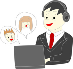オペレーターと話をする人のイラスト素材