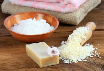 Homemade laundry detergent. It is made from grated soap, crystalline sodium, essential oil and...