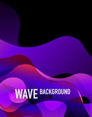 Vertical fluid gradient wave abstract background. Bright color waves in the dark. Vector Illustration For Wallpaper, Banner, Background, Landing Page