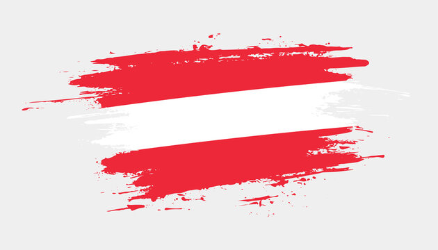 Hand drawn brush stroke flag of Austria. Creative national day hand painted brush illustration on white background