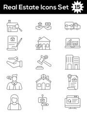 Set of Real Estate Icon In Line Art.