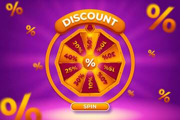 Discount Fortune wheel spin with purple gold  background