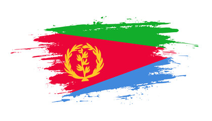 Hand drawn brush stroke flag of Eritrea. Creative national day hand painted brush illustration on white background