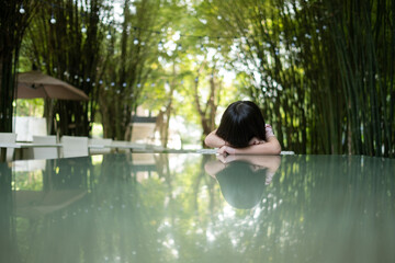 Fototapeta premium child was bullied, kid sad and unhappy, asian child was crying, upset, feel sick 