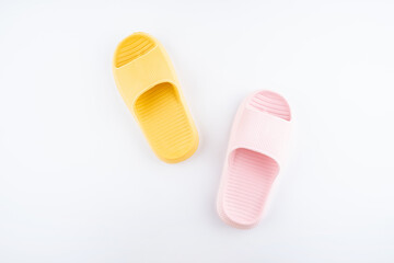 Slippers background material on white background