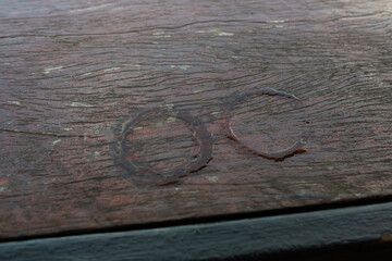 water droplet on wood table, water stain
