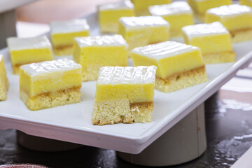 delicious desserts at a hotel buffet