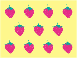 レトロないちごの壁紙、背景黄色