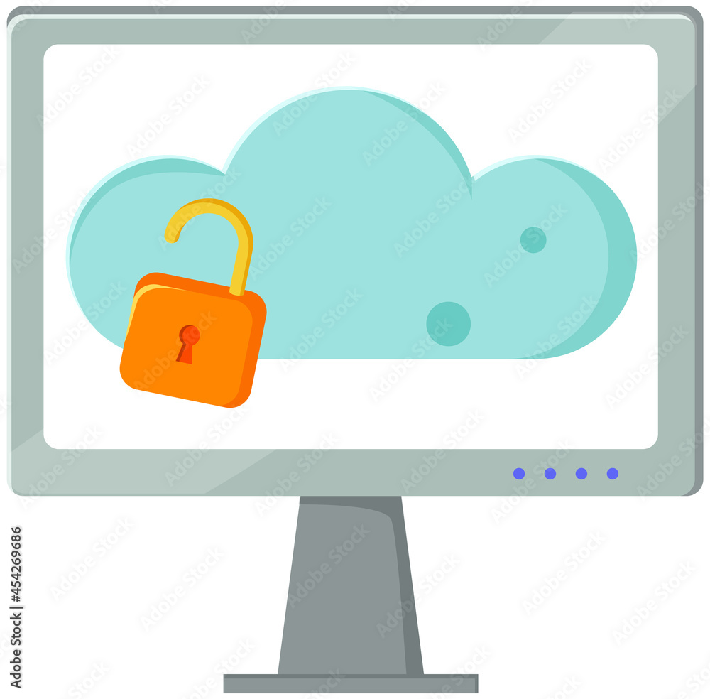 Poster data protection cloud storage design flat concept. online storage sign symbol icon with lock. cloud 