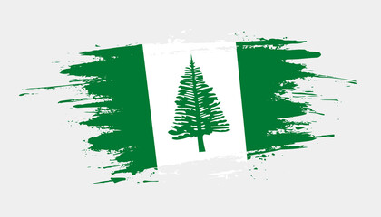 Hand drawn brush stroke flag of Norfolk Island. Creative national day hand painted brush illustration on white background