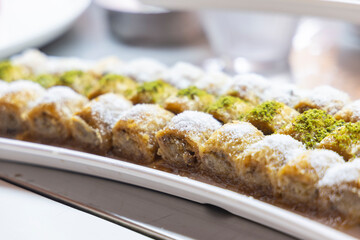 delicious baklava at a hotel buffet