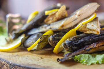 delicious fried fish on the table