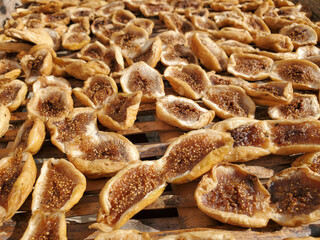 Traditional dried italian figs on summer sun light,healthy food,biological fruit,cilento