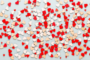 Happy Valentines day background. With small hearts on pastel background.