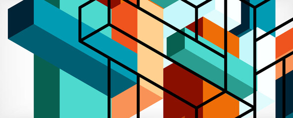 Abstract background. 3d cubes, cubic elements and blocks. Techno or business concept for wallpaper, banner, background, landing page