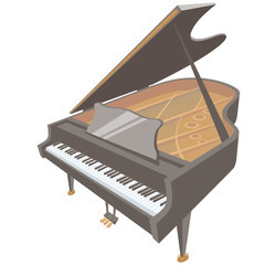A grand piano on isolated white background. Vector illustration in flat cartoon style.