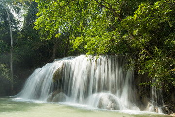 Fototapeta premium beautiful waterfall, forest background, landscape 