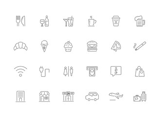 food and restaurant vector icon set for web development apps, websites, infographics, maps
