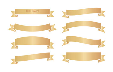 Fototapeta premium Ribbons banner golden luxury bow gradient icon set symbol isolated on white background vector