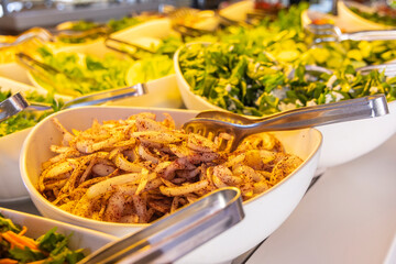 healthy fresh salads at a hotel buffet