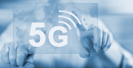 Woman touching a 5g concept