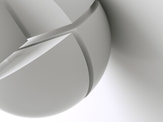 Fragment of an abstract sliced sphere object 3d