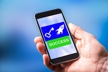 Success concept on a smartphone