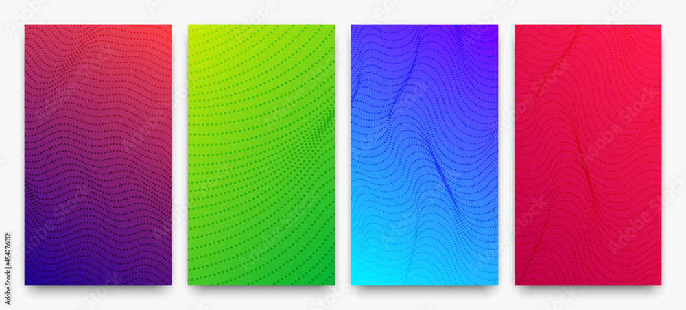 Poster set of halftone gradient backgrounds with dots